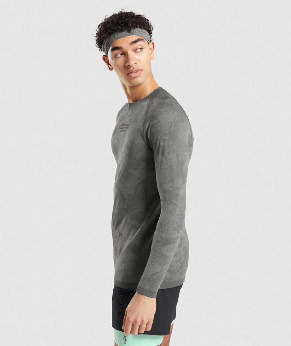 Long Sleeve Gymshark Gymshark//Steve Cook Seamless Hombre Gris | CO 3542ZUT